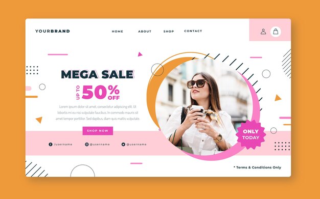 Flat sale landing page template with photo