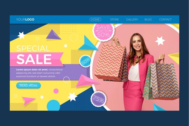 Flat sale landing page template with photo