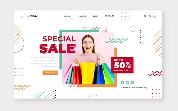 Flat sale landing page template with photo