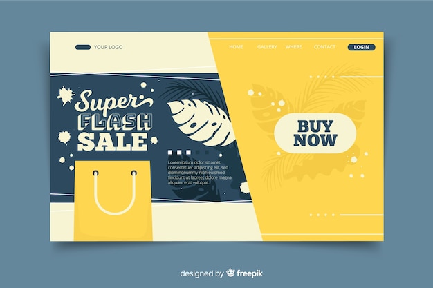 Flat sale landing page template 