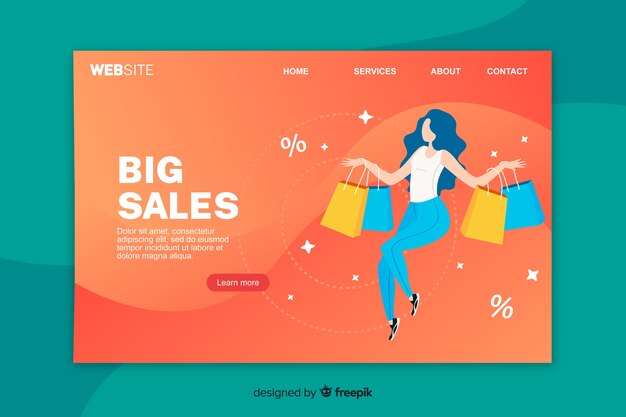 Flat sale landing page template 