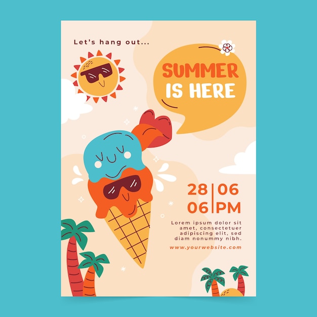 Flat sale poster template for summer season