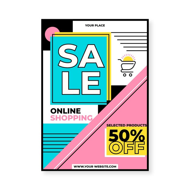 Flat sale vertical poster template