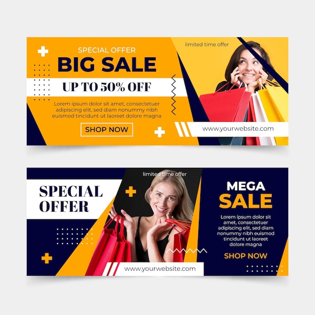 Flat sales banners with offer