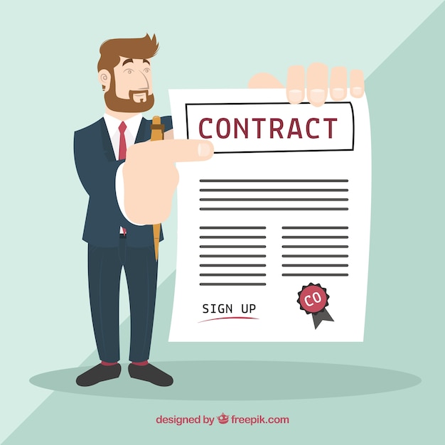 Free vector flat salesman character holding contract document