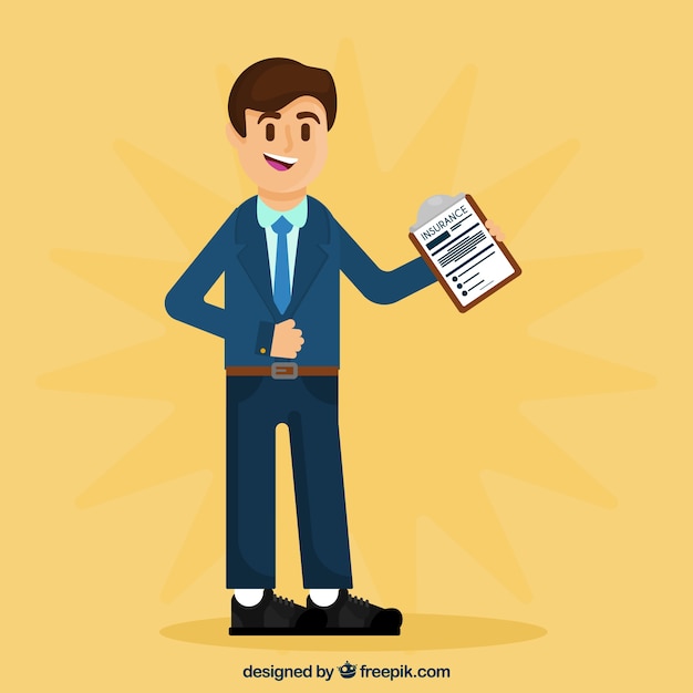 Free Vector flat salesman character holding contract document