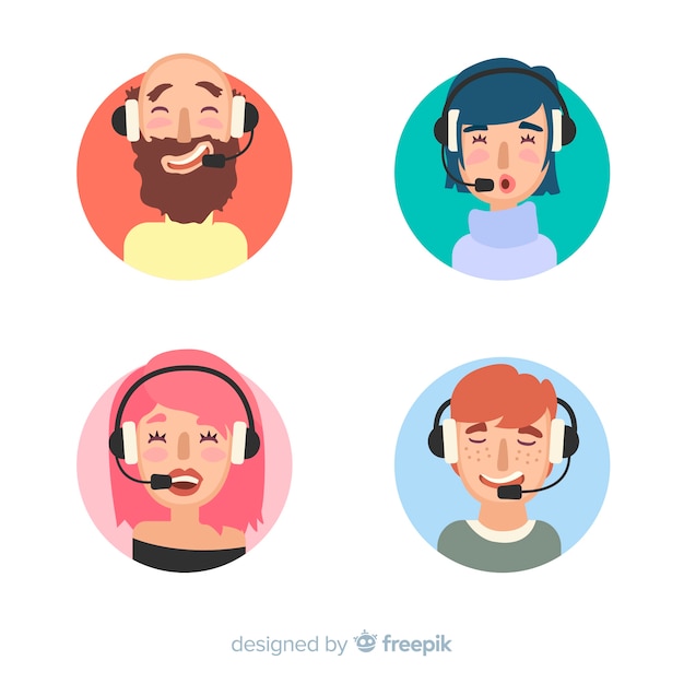 Flat sample of call center avatars