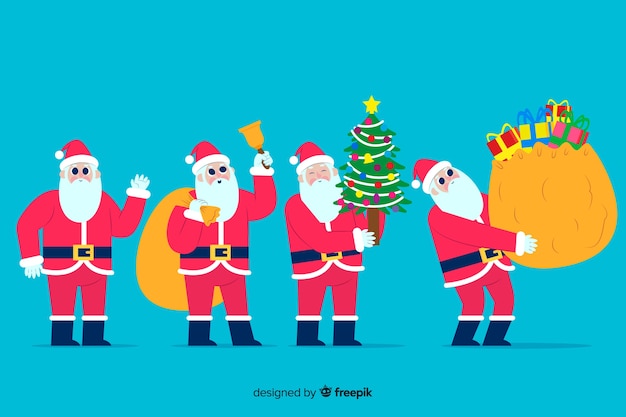 Free Vector flat santa claus character collection