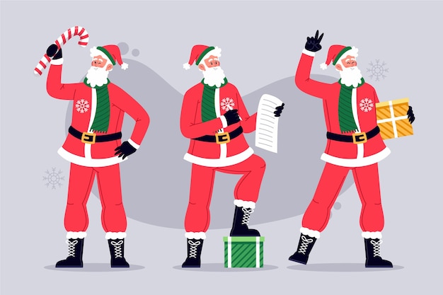 Flat santa claus character collection