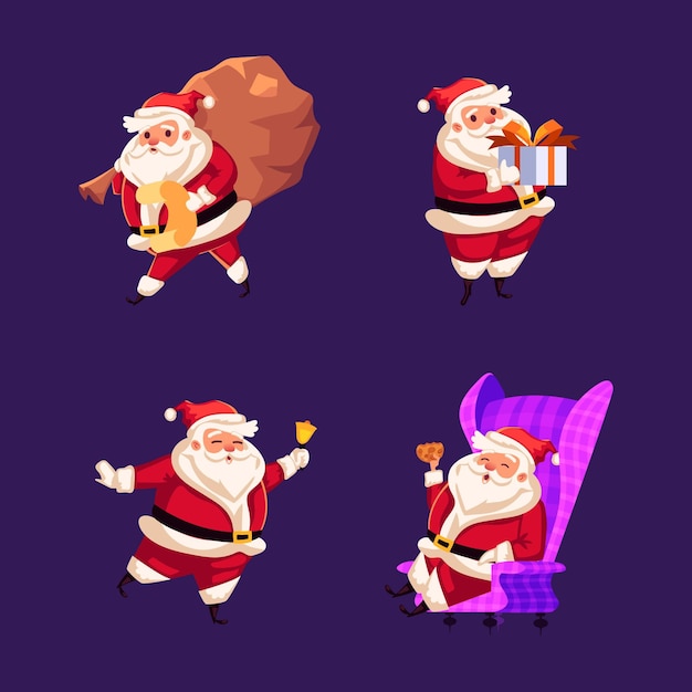 Flat santa claus character collection