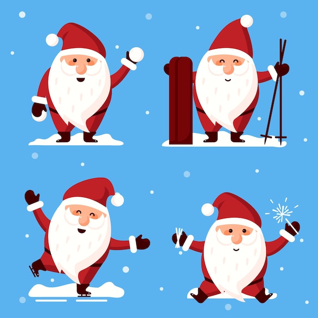 Flat santa claus character set