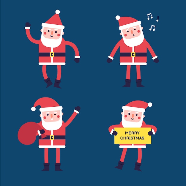 Free Vector flat santa claus characters collection