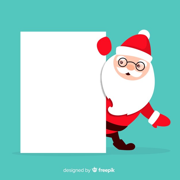 Flat santa claus holding blank sign