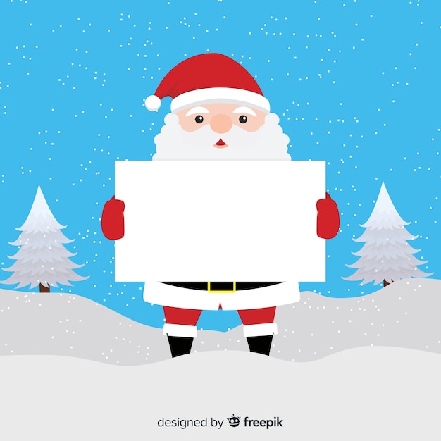 Free vector flat santa holding blank sign