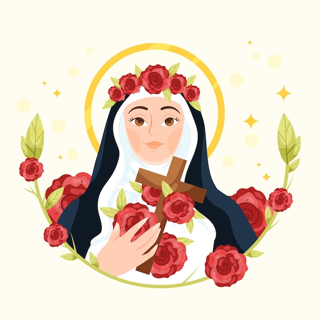 Flat santa rosa de lima illustration