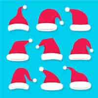 Free vector flat santa's hat collection