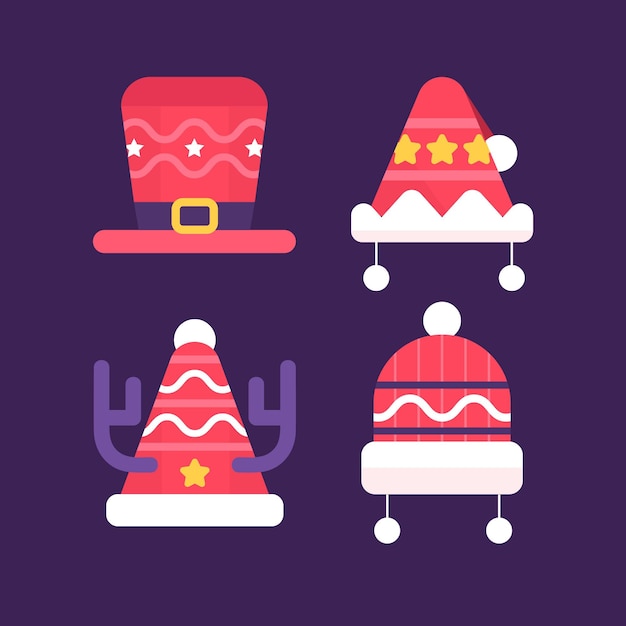 Flat santa's hat collection