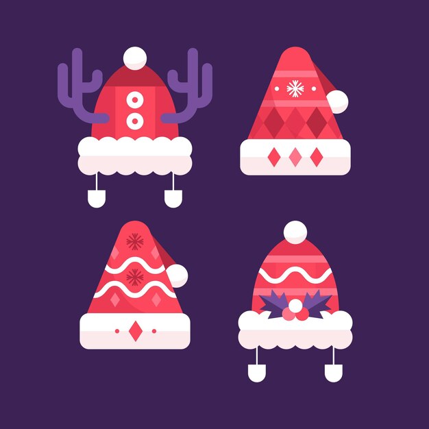 Flat santa's hat collection