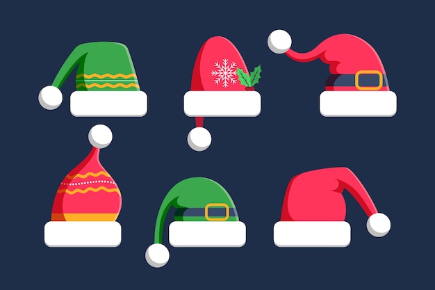 Flat santa's hat collection