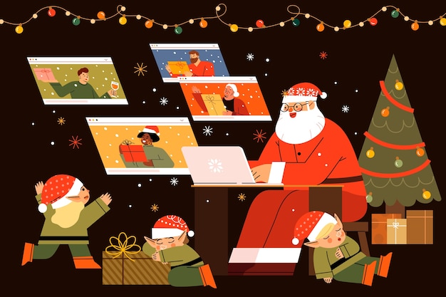 Free Vector flat santa workshop illustration