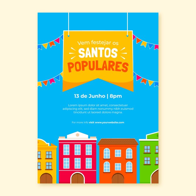 Flat santos populares vertical poster template