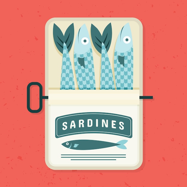 Free Vector flat sardine fish illustration