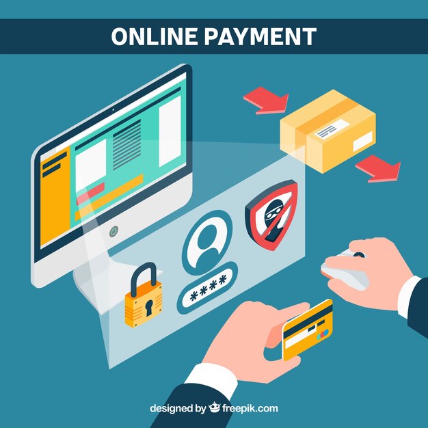 Flat scene about e-payment