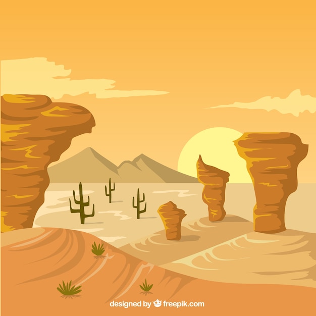 Free Vector flat scene of wild west