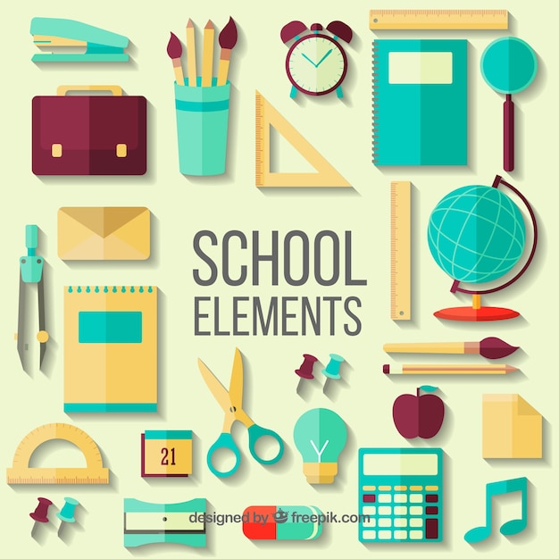 Free Vector flat school elements