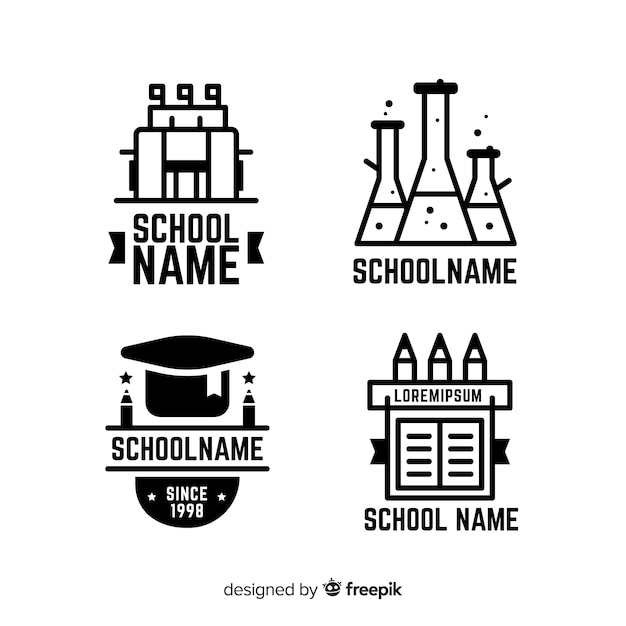 Flat school logo template collection