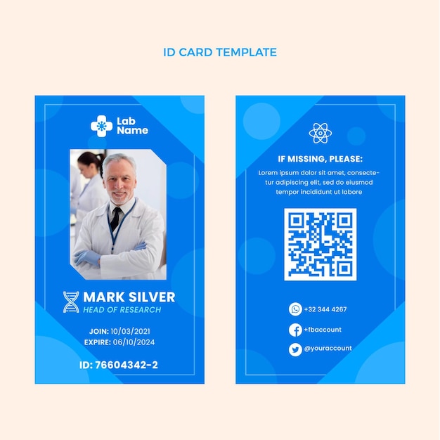 Flat science id card template