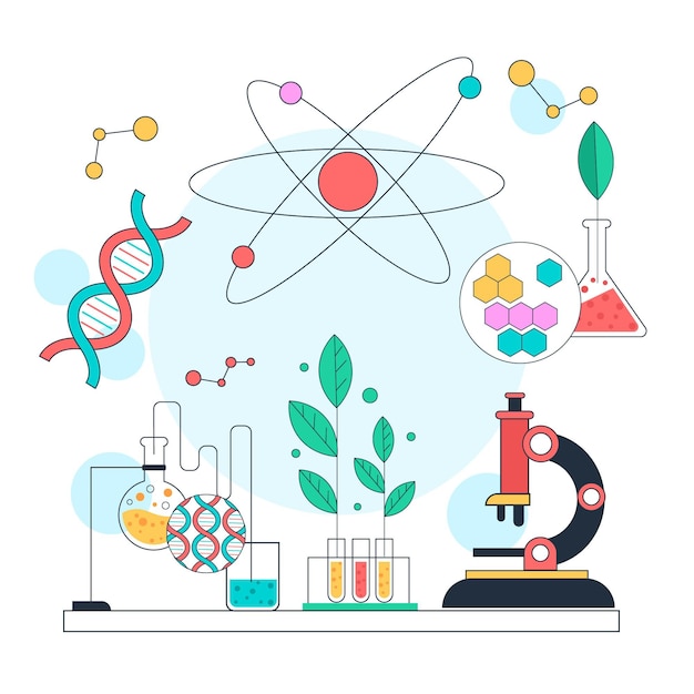 Free vector flat science illustration biotechnology concept