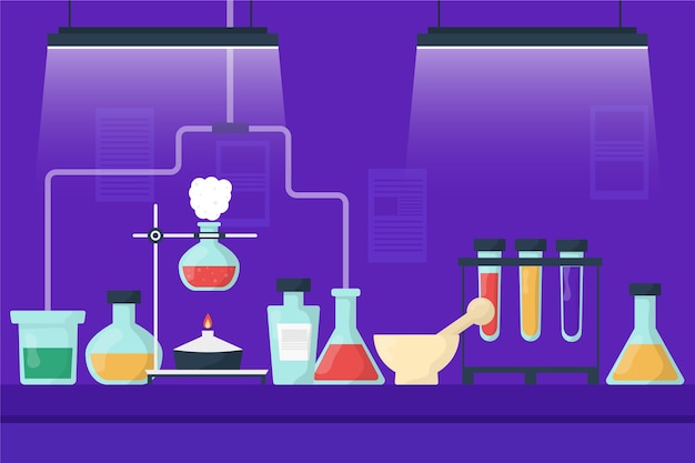 Flat science lab concept