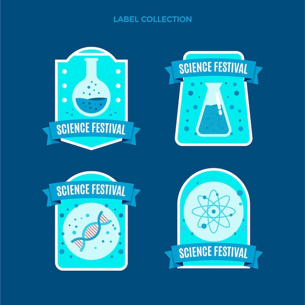 Free Vector flat science label collection