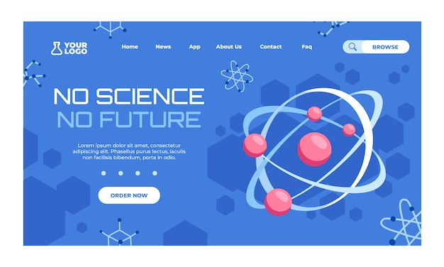 Flat science landing page template