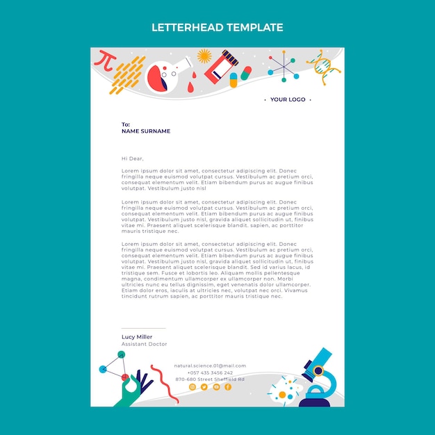 Flat science letterhead