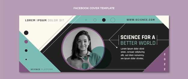 Free vector flat science social media cover template