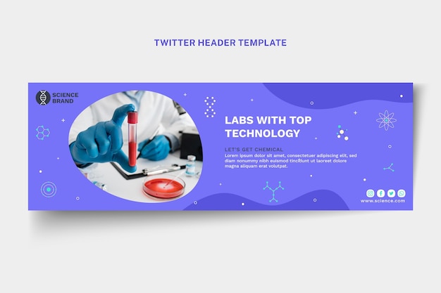 Flat science twitter header  template