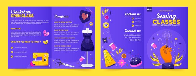 Flat seamstress brochure template