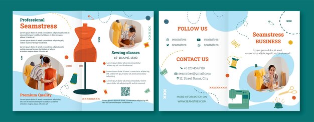 Flat seamstress brochure template