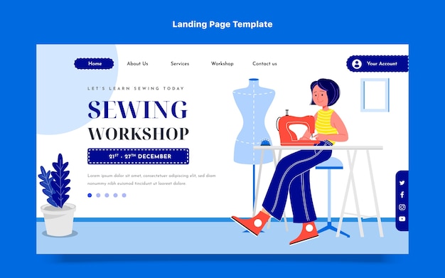 Free Vector flat seamstress landing page template