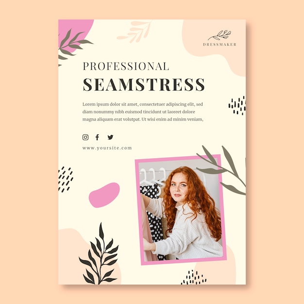 Free Vector flat seamstress poster template