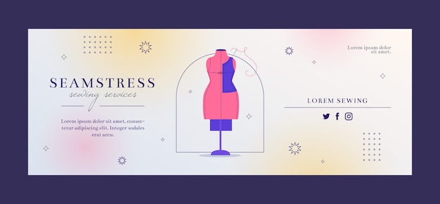 Free Vector flat seamstress social media cover template