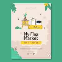 Free vector flat second-hand flea market vertical poster template