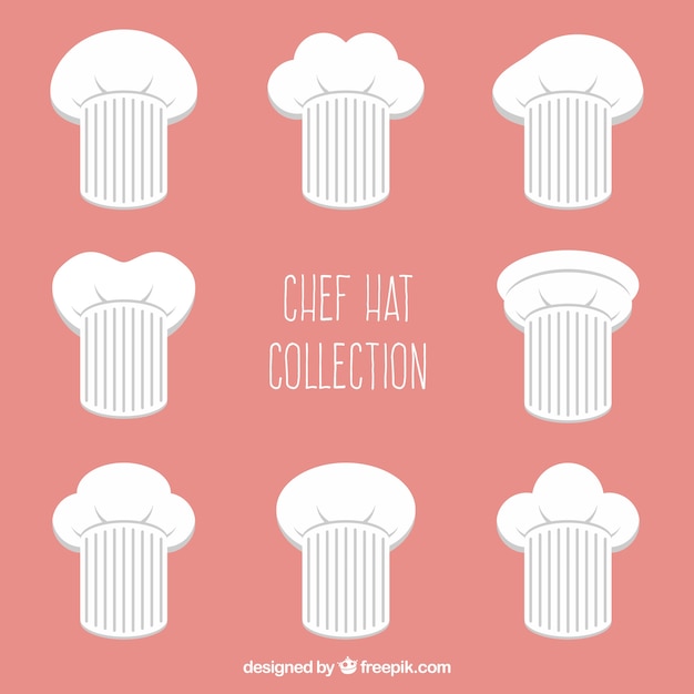 Free vector flat selection of eight great chef hats