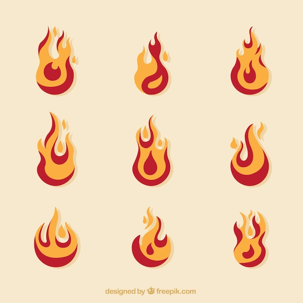 Flat selection of flames with two colors