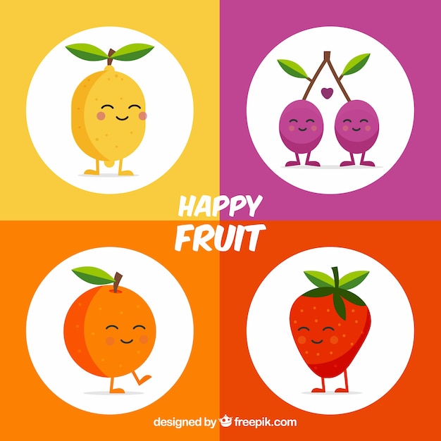 Free Vector flat selection of four fruit characters