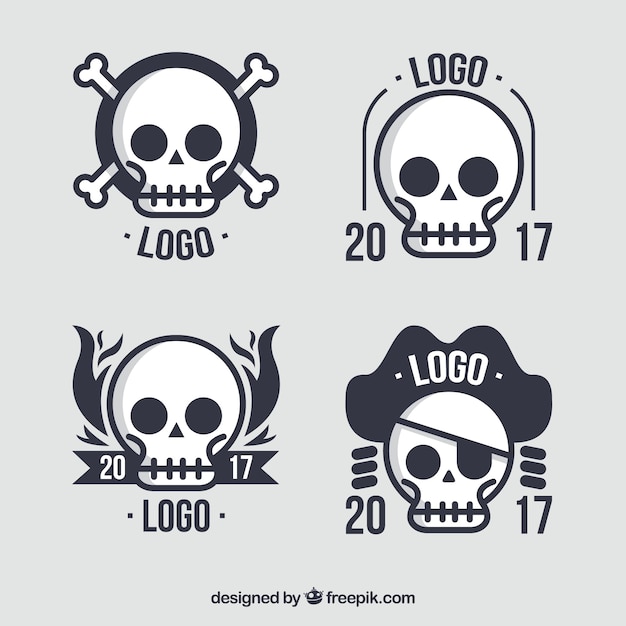 Free Vector flat selection of great logos with skulls