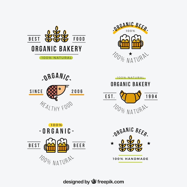 Free Vector flat selection of organic food labels