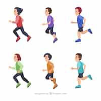 Free vector flat selection of six men running